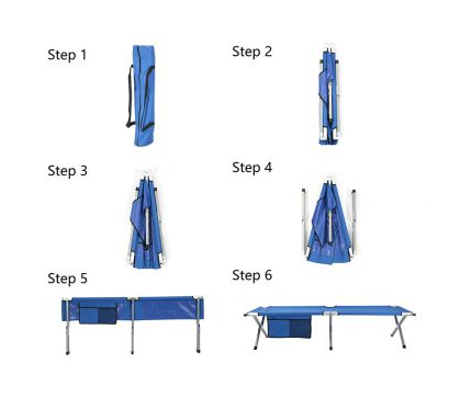 Folding steps for camping beds