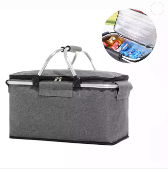 Wholesale Polyester Aluminum Foil Large Insulated Picnic Basket Collapsible Portable Cooler Basket